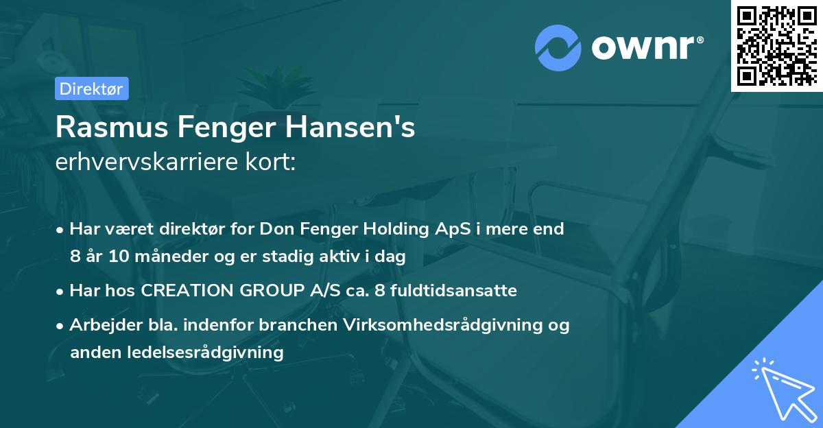 Rasmus Fenger Hansen's erhvervskarriere kort