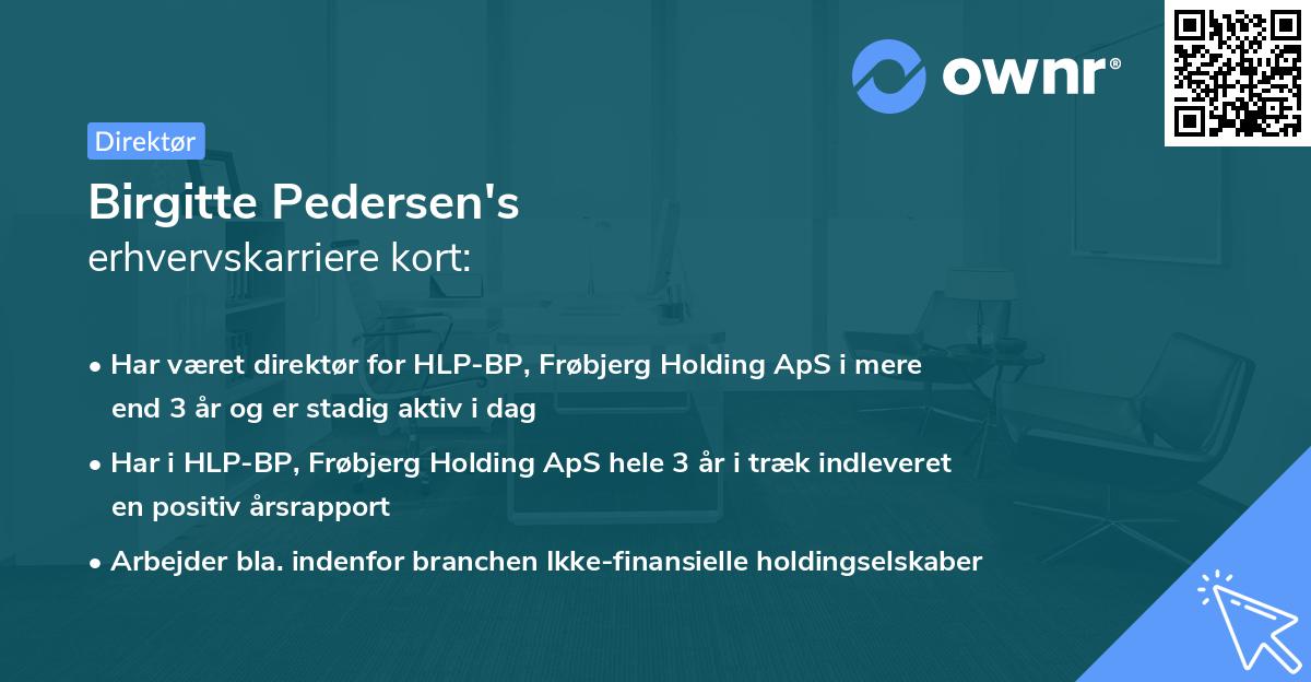 Birgitte Pedersen's erhvervskarriere kort