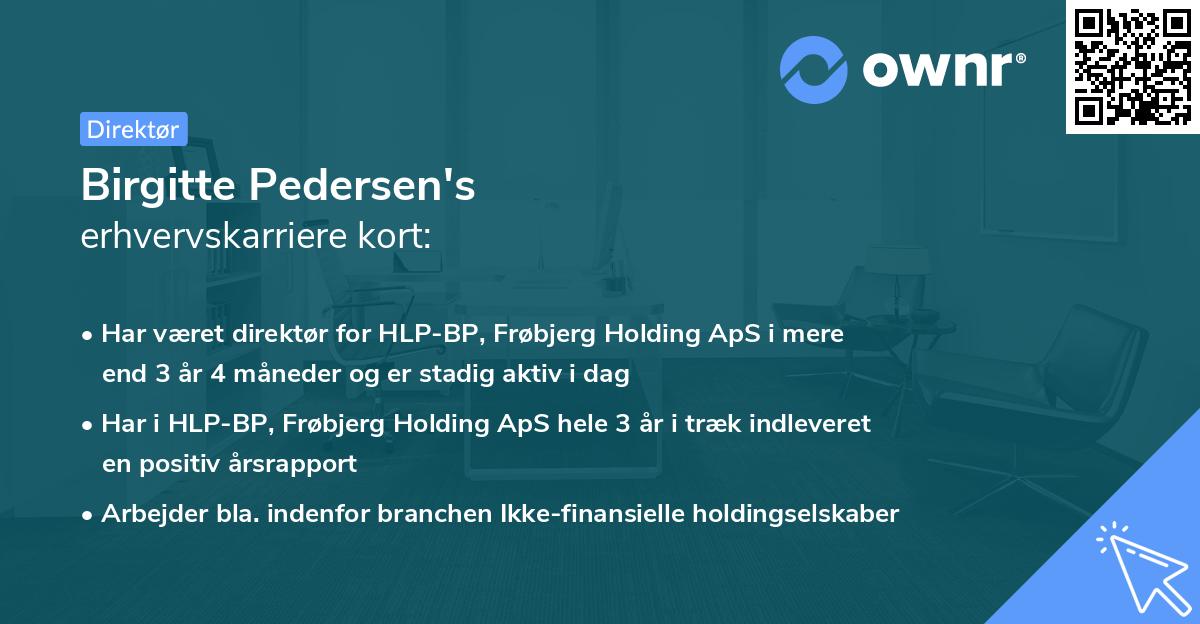 Birgitte Pedersen's erhvervskarriere kort