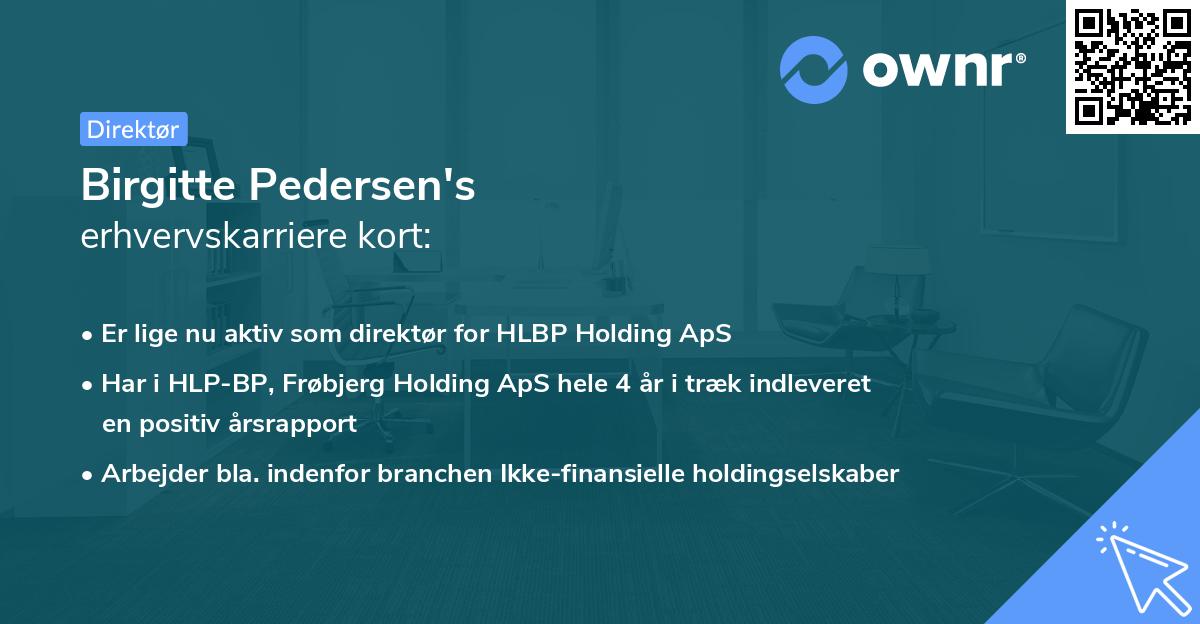 Birgitte Pedersen's erhvervskarriere kort
