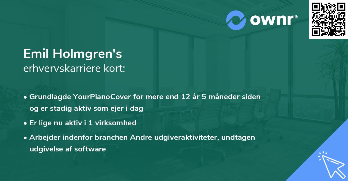 Emil Holmgren's erhvervskarriere kort