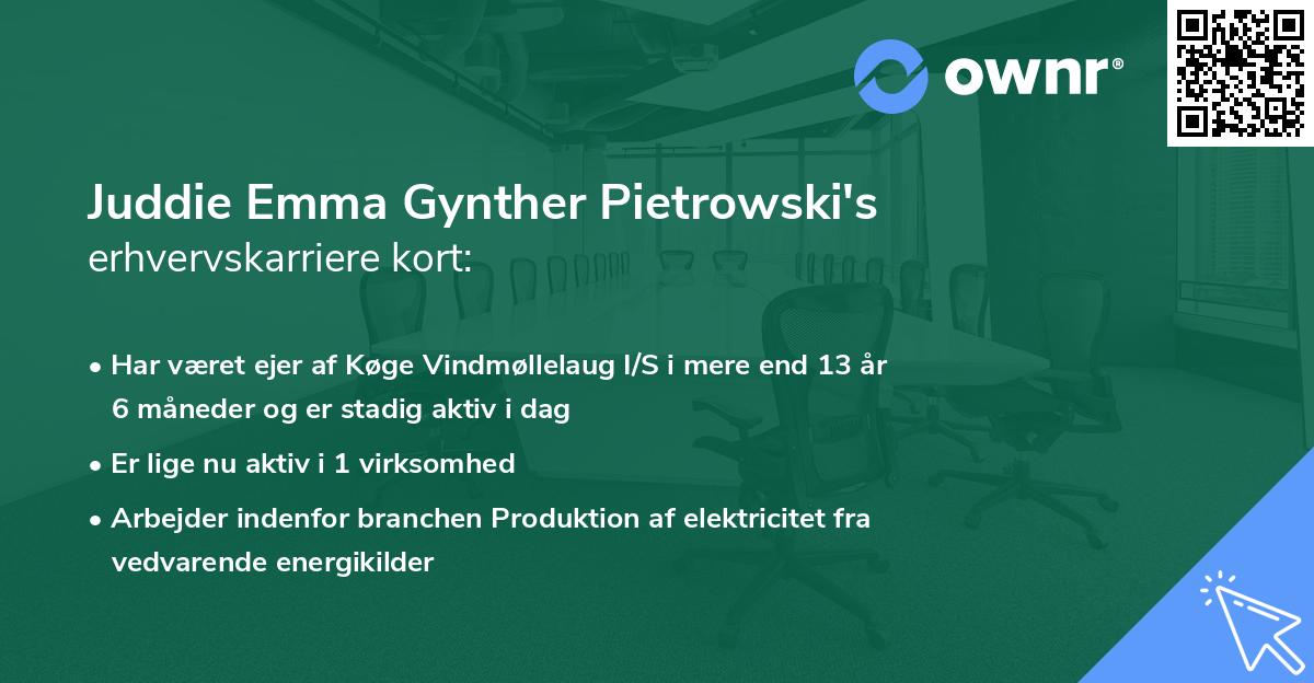 Juddie Emma Gynther Pietrowski's erhvervskarriere kort