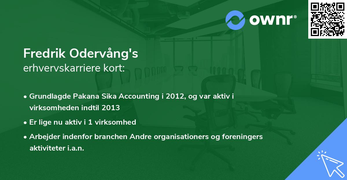 Fredrik Odervång's erhvervskarriere kort