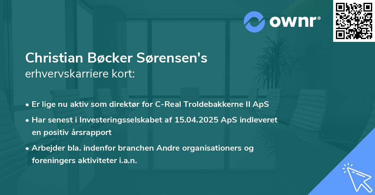 Christian Bøcker Sørensen's erhvervskarriere kort