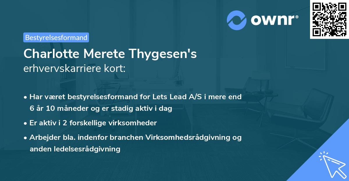 Charlotte Merete Thygesen's erhvervskarriere kort
