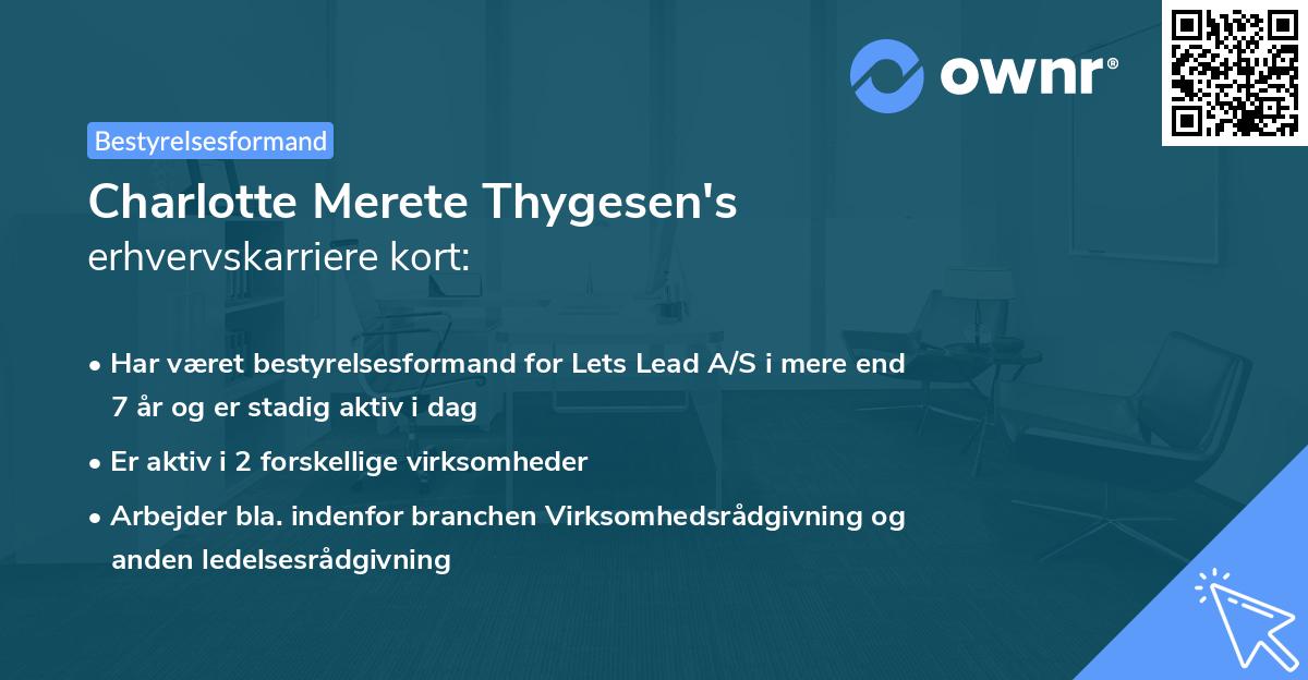 Charlotte Merete Thygesen's erhvervskarriere kort