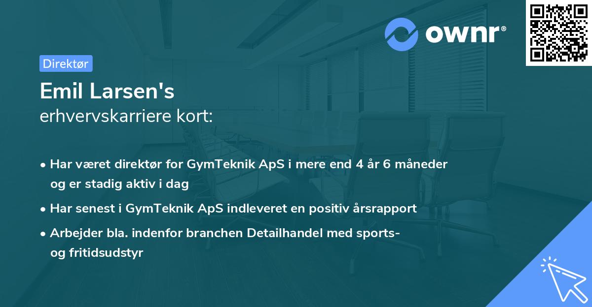 Emil Larsen's erhvervskarriere kort