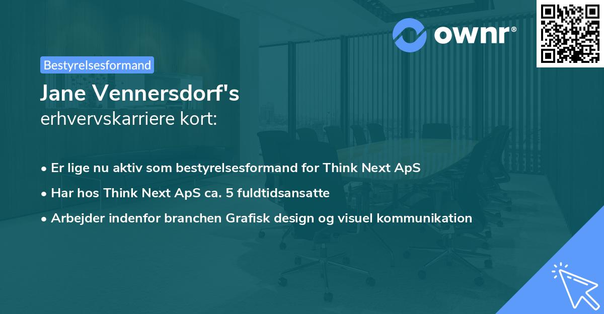 Jane Vennersdorf's erhvervskarriere kort