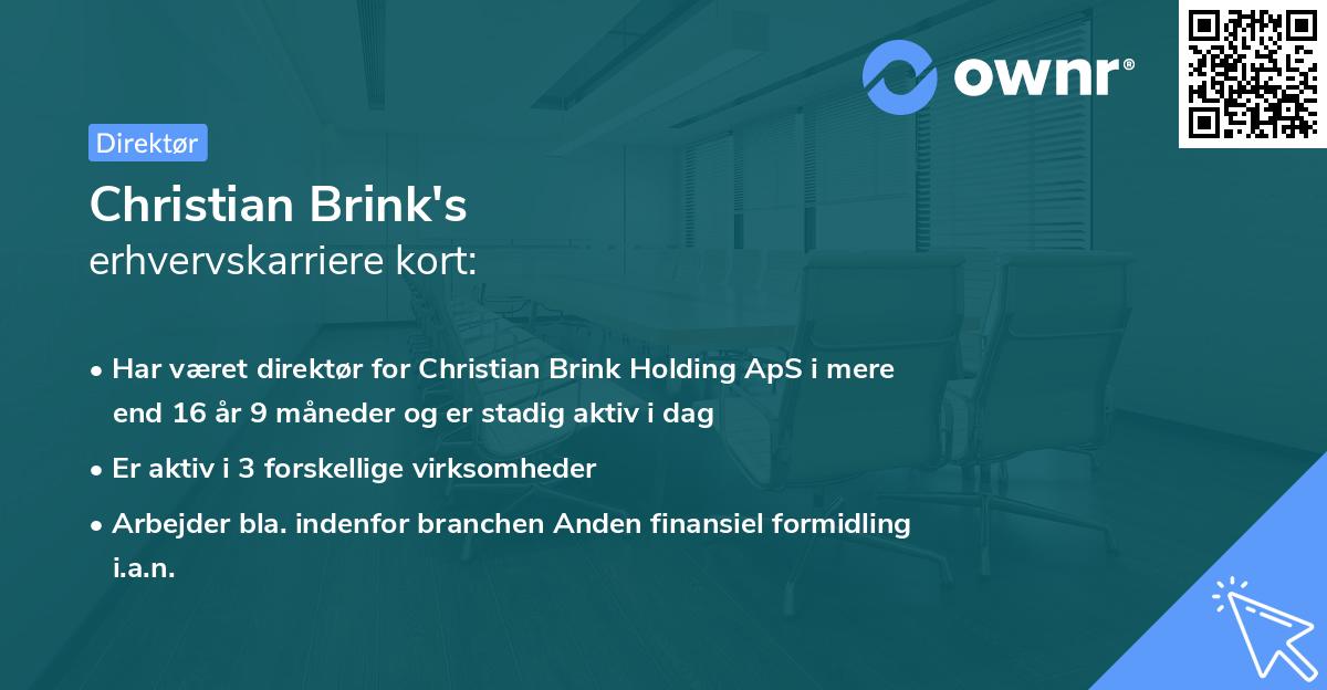 Christian Brink's erhvervskarriere kort