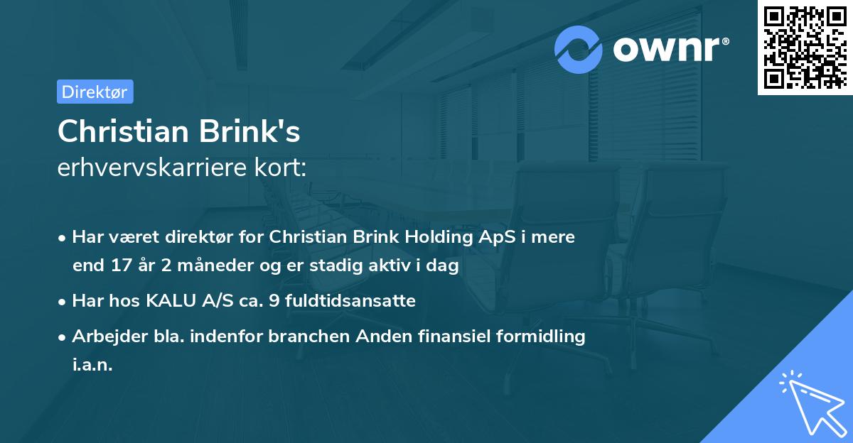 Christian Brink's erhvervskarriere kort