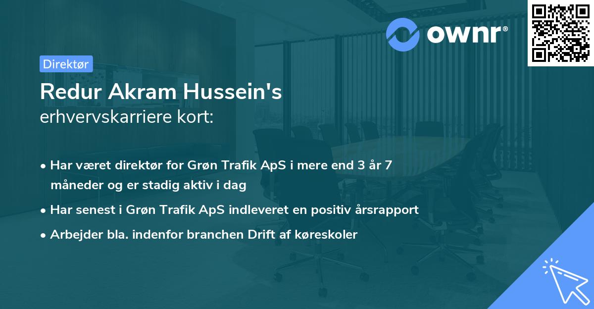 Redur Akram Hussein's erhvervskarriere kort