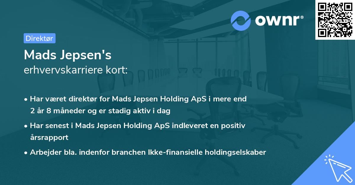Mads Jepsen's erhvervskarriere kort