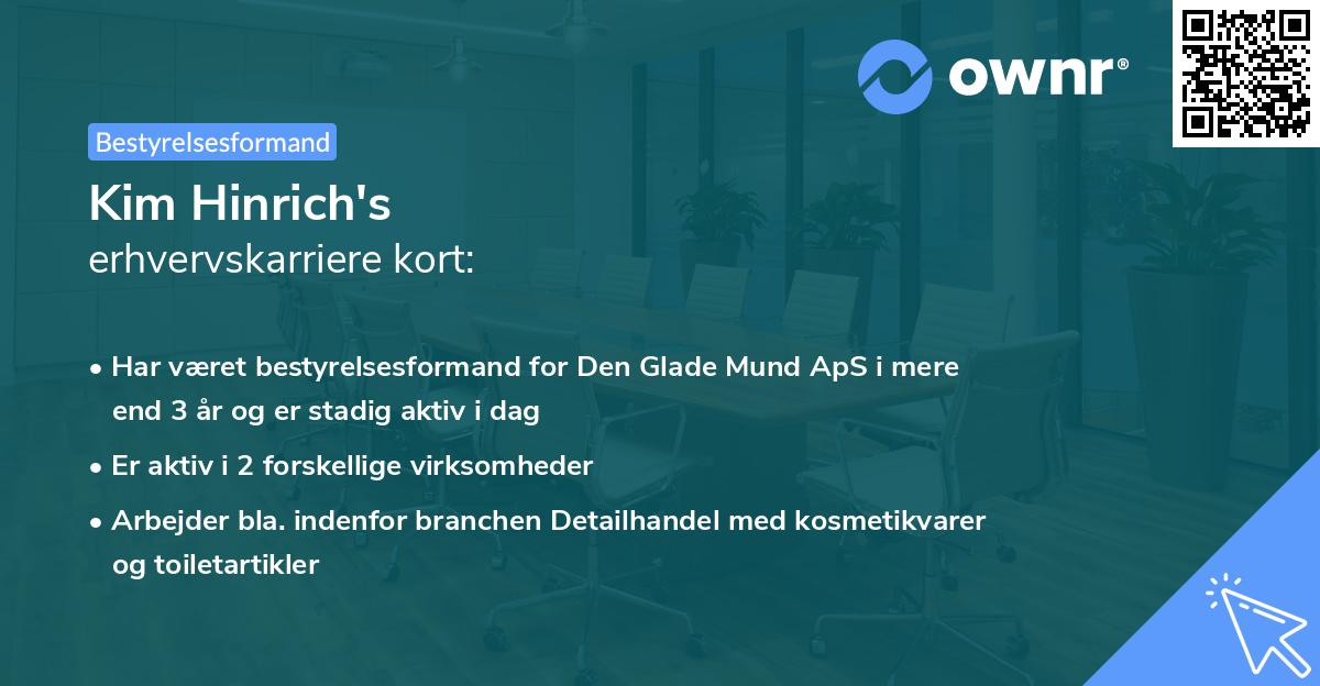 Kim Hinrich's erhvervskarriere kort
