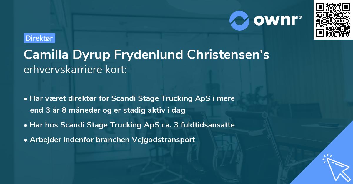 Camilla Dyrup Frydenlund Christensen's erhvervskarriere kort