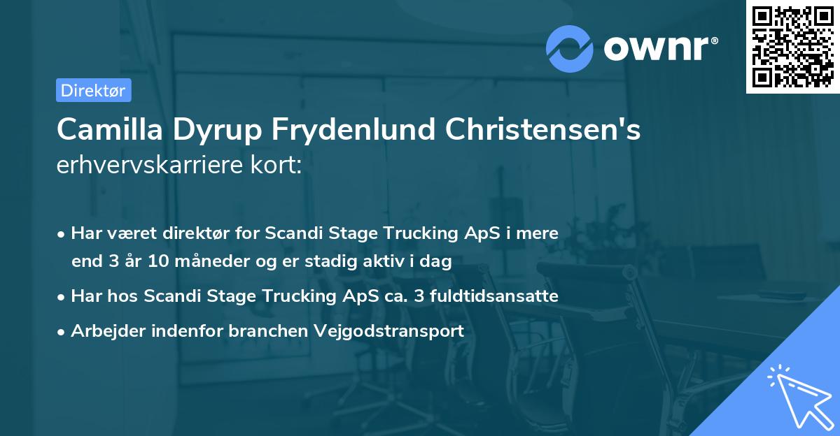 Camilla Dyrup Frydenlund Christensen's erhvervskarriere kort