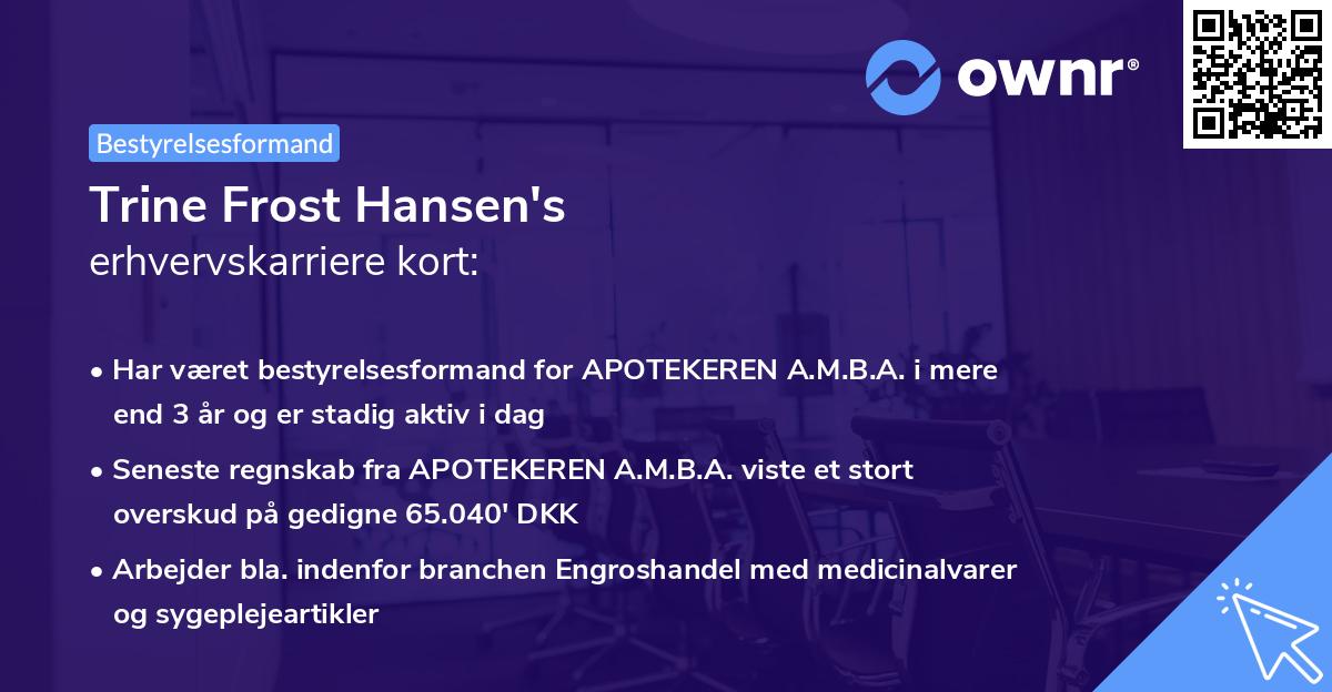 Trine Frost Hansen's erhvervskarriere kort