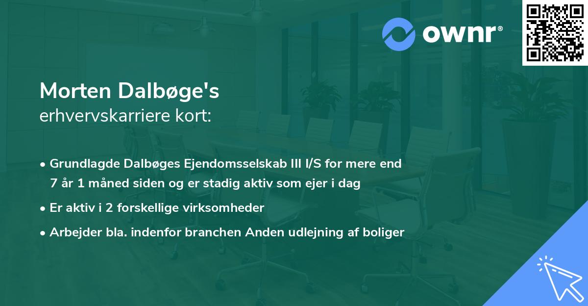 Morten Dalbøge's erhvervskarriere kort