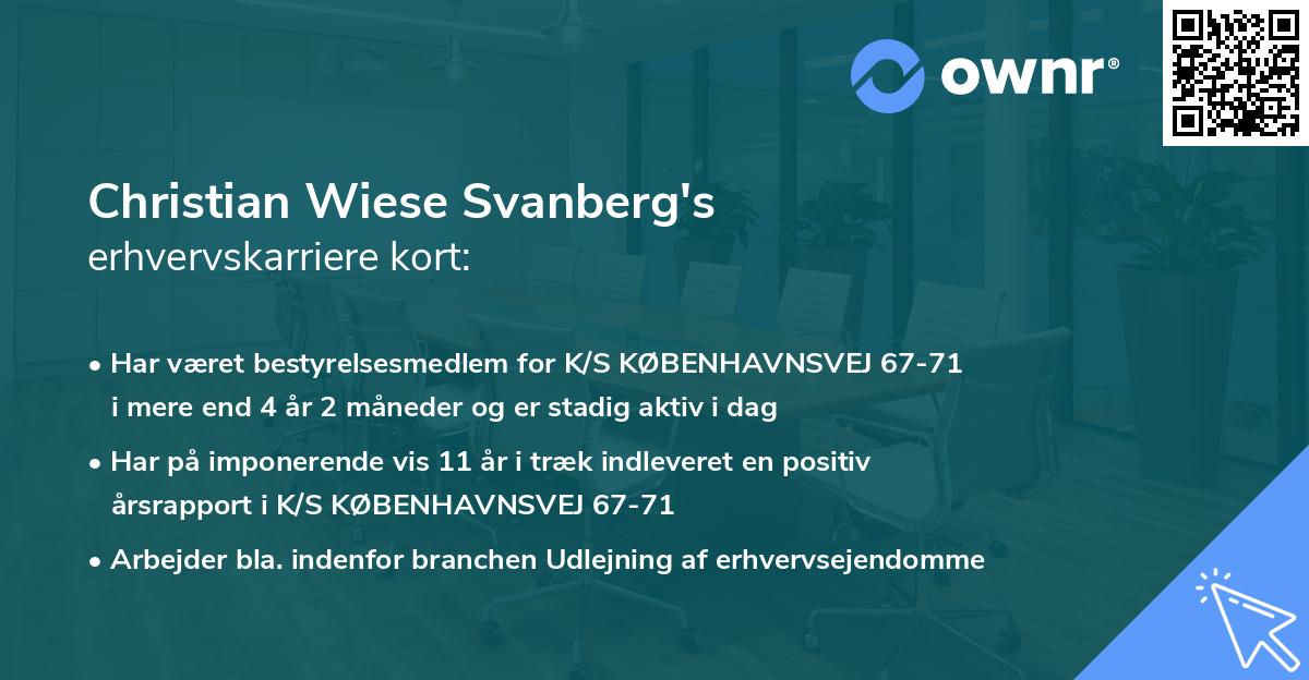 Christian Wiese Svanberg's erhvervskarriere kort