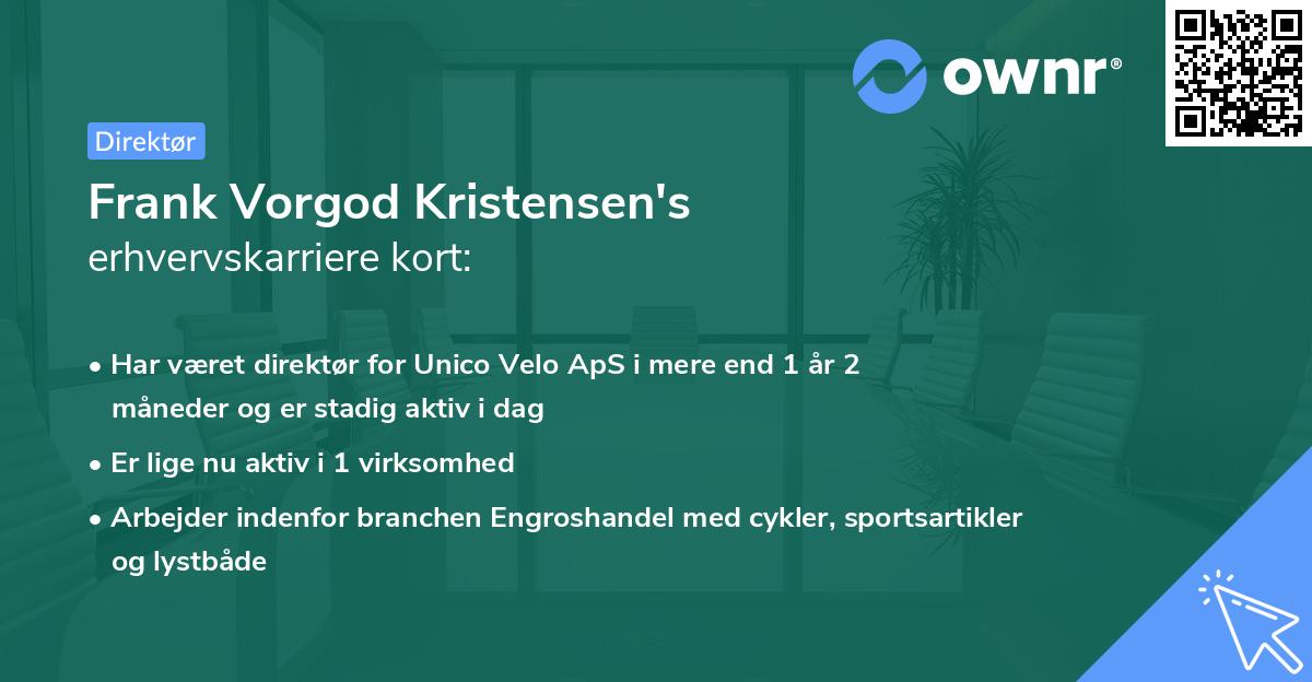 Frank Vorgod Kristensen's erhvervskarriere kort