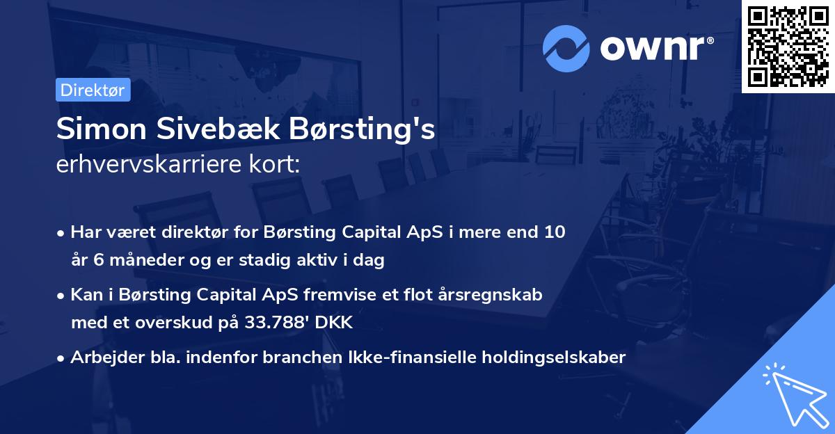 Simon Sivebæk Børsting's erhvervskarriere kort