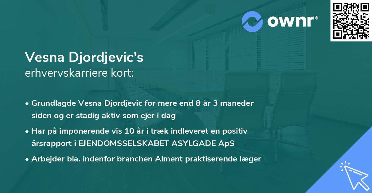 Vesna Djordjevic's erhvervskarriere kort