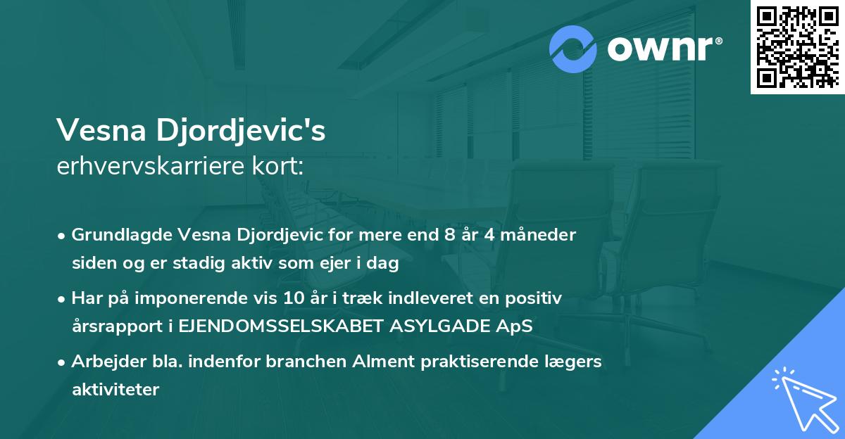 Vesna Djordjevic's erhvervskarriere kort