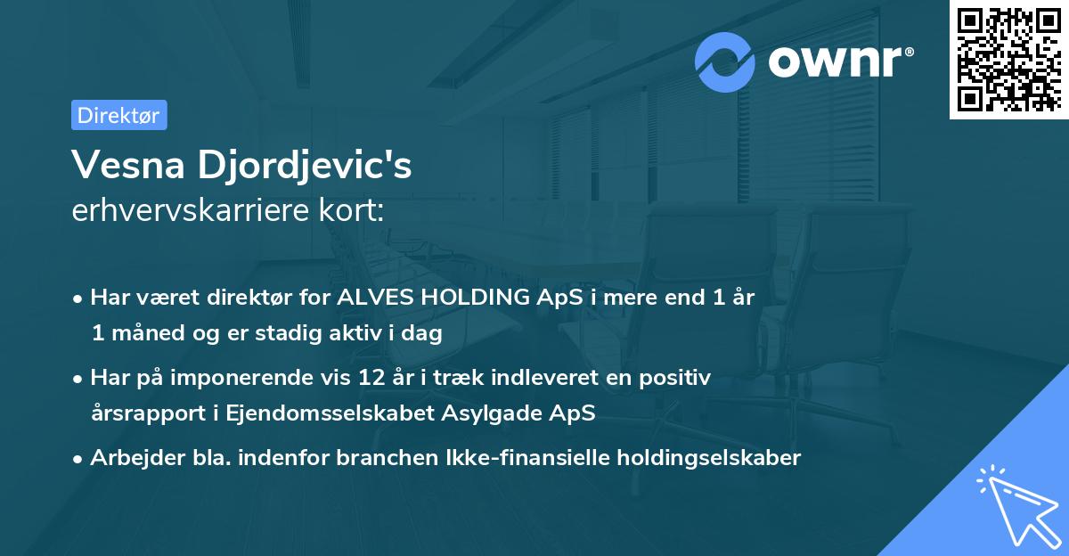 Vesna Djordjevic's erhvervskarriere kort