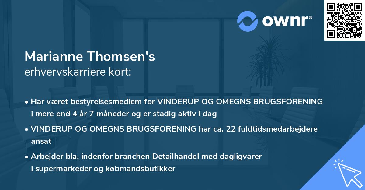 Marianne Thomsen's erhvervskarriere kort