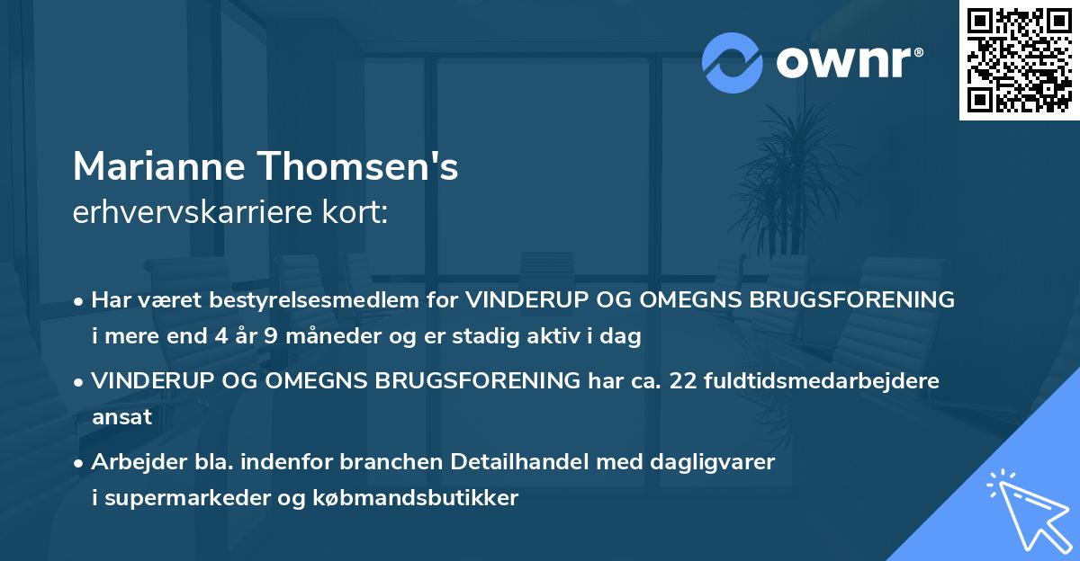 Marianne Thomsen's erhvervskarriere kort