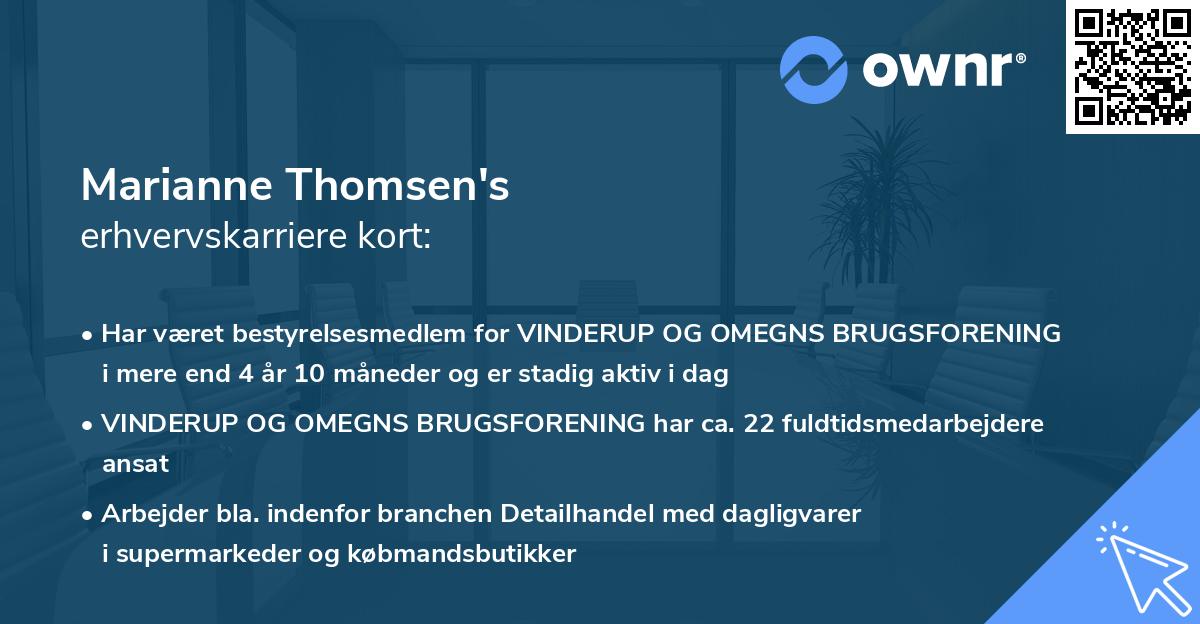 Marianne Thomsen's erhvervskarriere kort