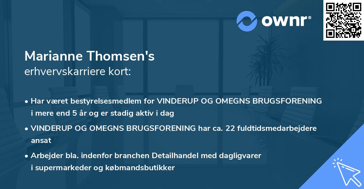 Marianne Thomsen's erhvervskarriere kort