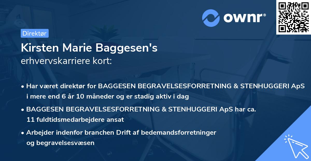 Kirsten Marie Baggesen's erhvervskarriere kort