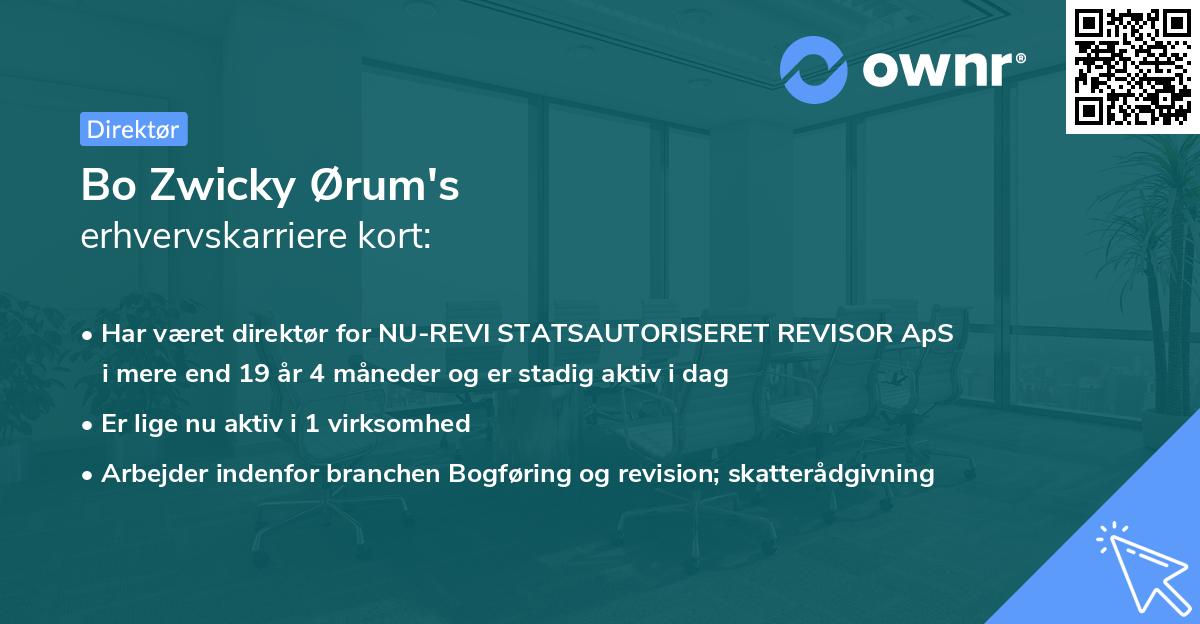 Bo Zwicky Ørum's erhvervskarriere kort
