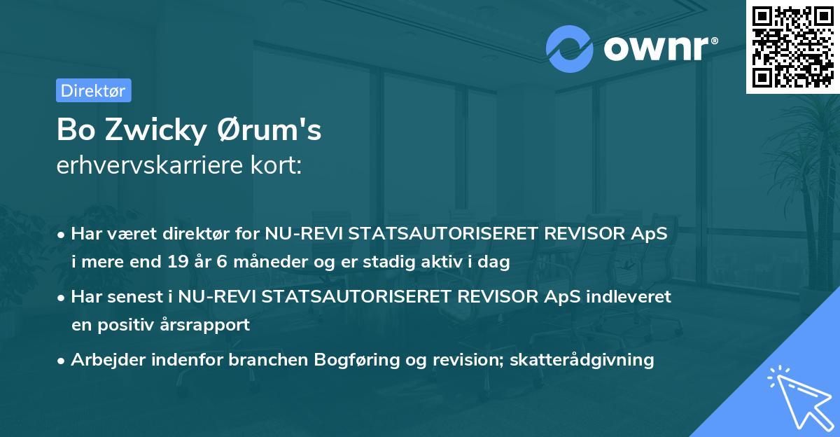 Bo Zwicky Ørum's erhvervskarriere kort