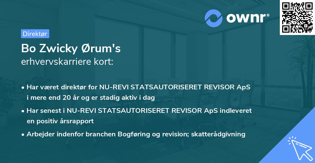 Bo Zwicky Ørum's erhvervskarriere kort
