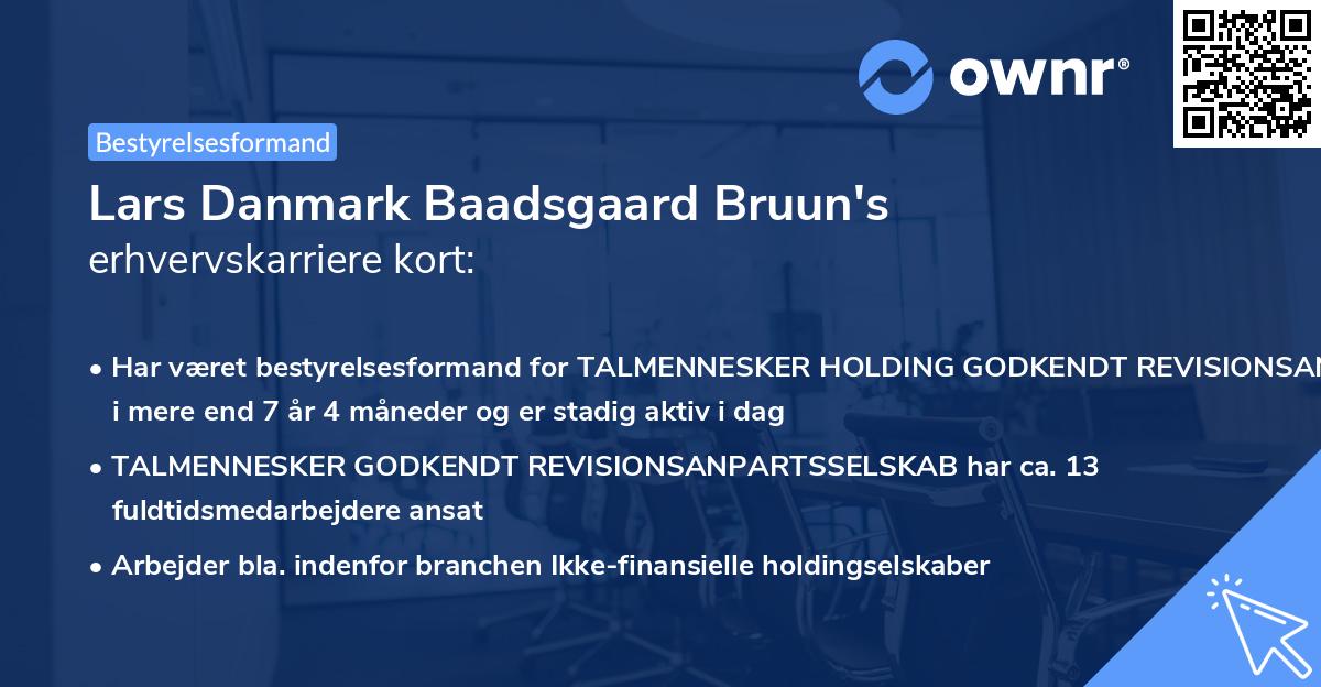Lars Danmark Baadsgaard Bruun's erhvervskarriere kort