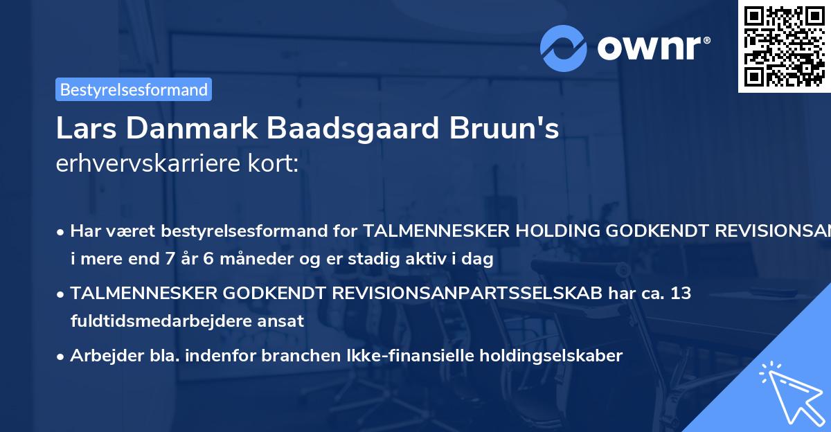 Lars Danmark Baadsgaard Bruun's erhvervskarriere kort