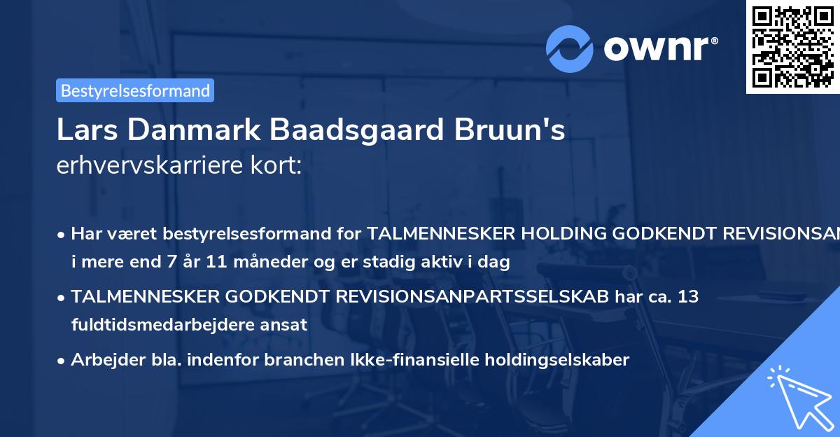 Lars Danmark Baadsgaard Bruun's erhvervskarriere kort