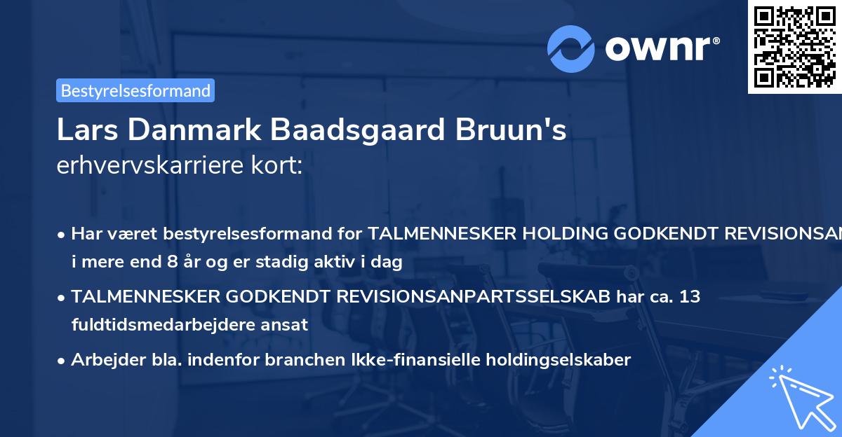 Lars Danmark Baadsgaard Bruun's erhvervskarriere kort