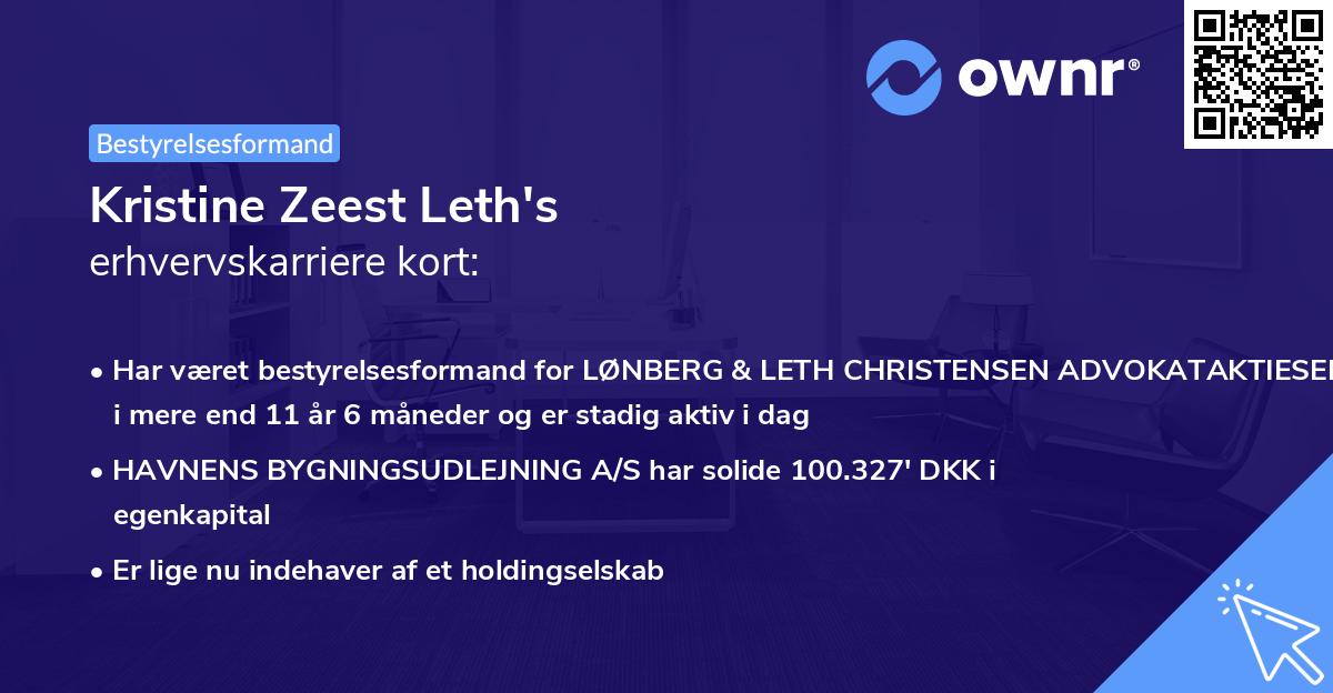 Kristine Zeest Leth's erhvervskarriere kort