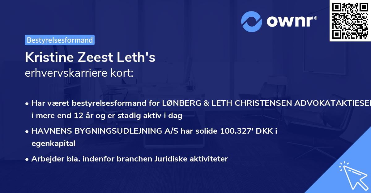 Kristine Zeest Leth's erhvervskarriere kort