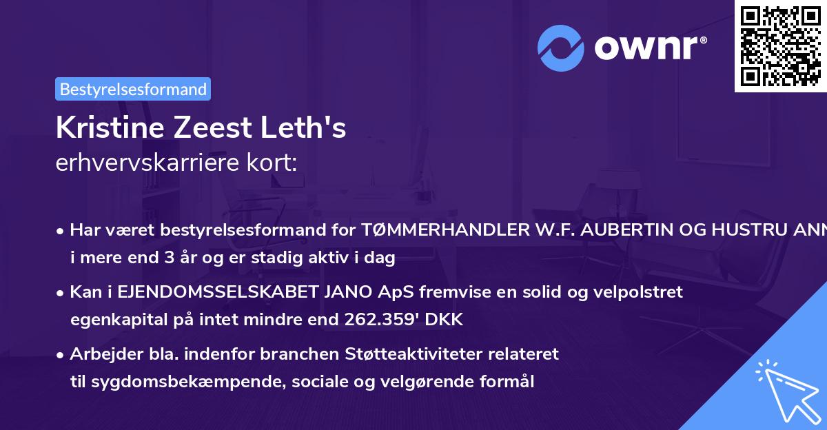 Kristine Zeest Leth's erhvervskarriere kort