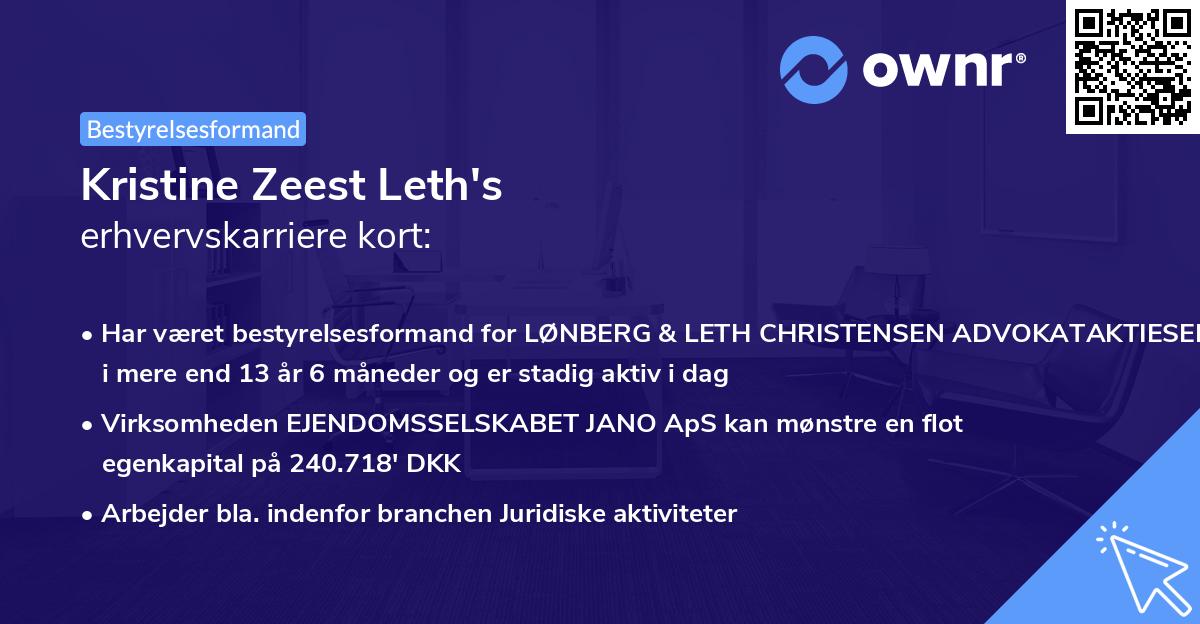 Kristine Zeest Leth's erhvervskarriere kort