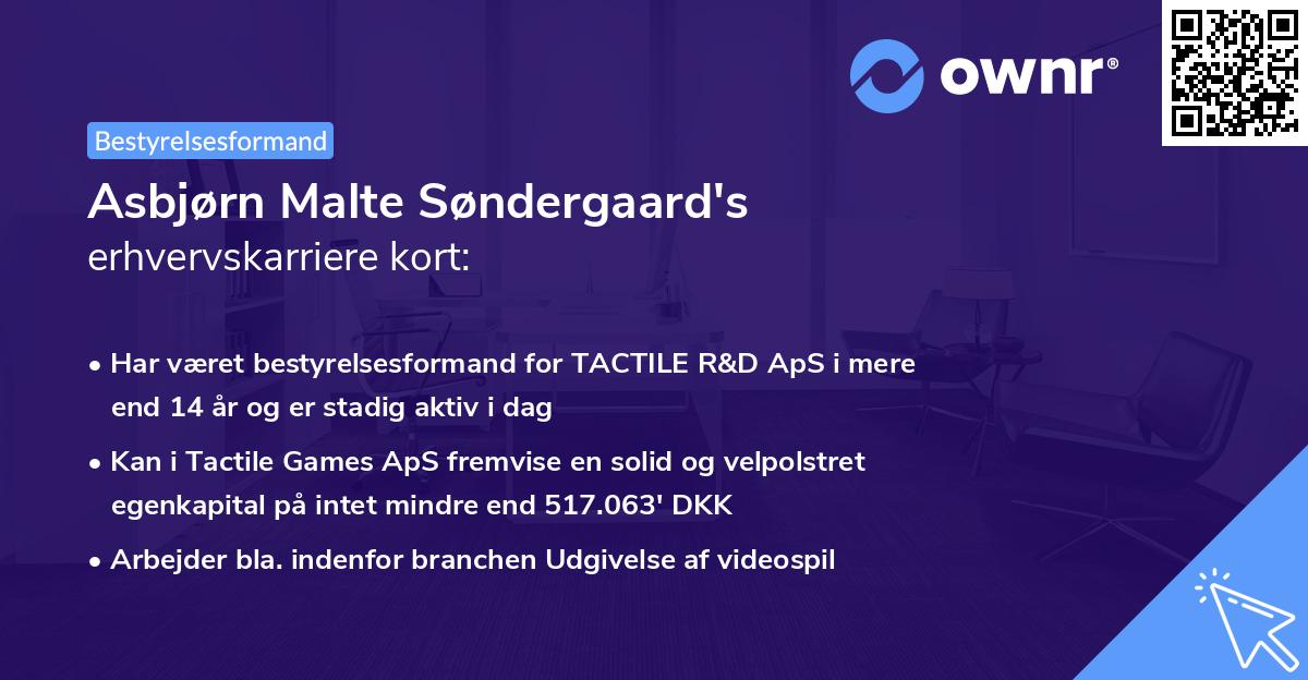 Asbjørn Malte Søndergaard's erhvervskarriere kort