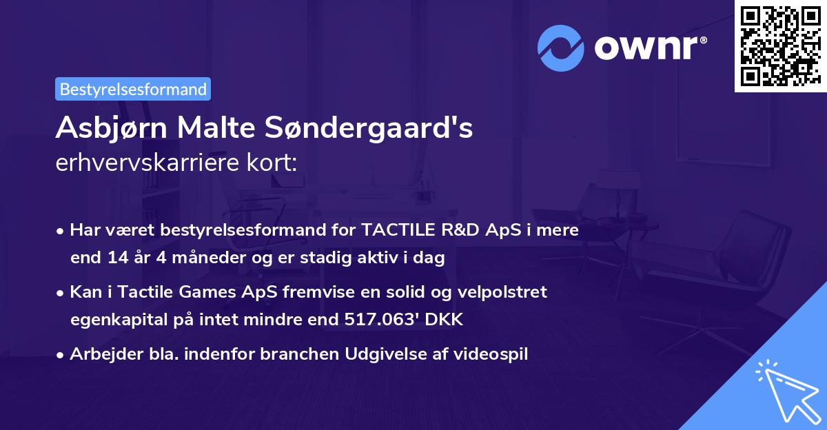 Asbjørn Malte Søndergaard's erhvervskarriere kort