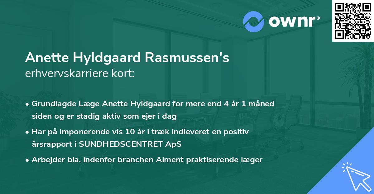 Anette Hyldgaard Rasmussen's erhvervskarriere kort