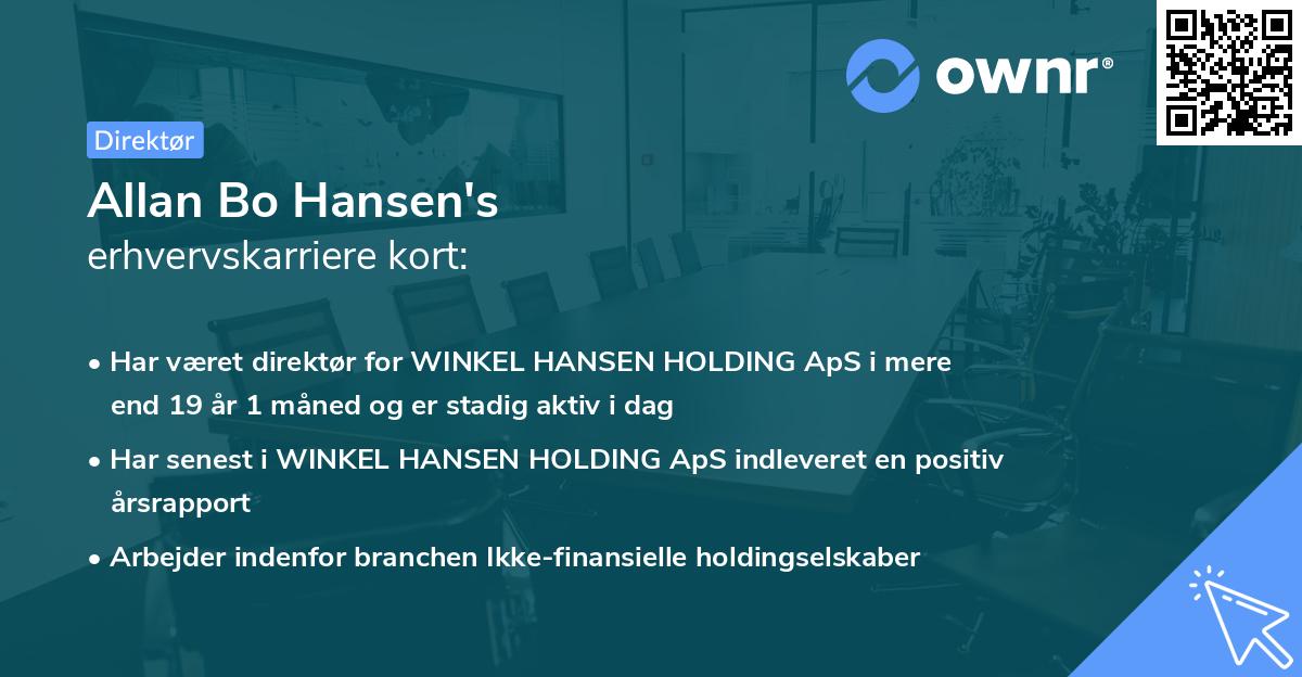 Allan Bo Hansen's erhvervskarriere kort