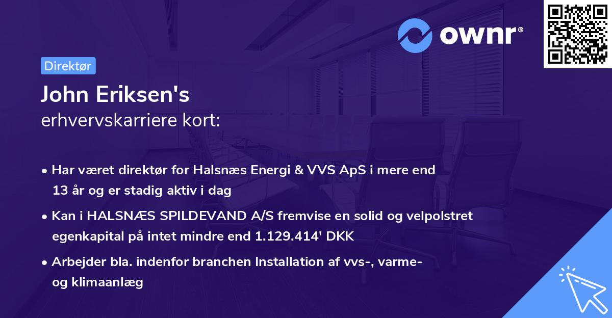 John Eriksen's erhvervskarriere kort