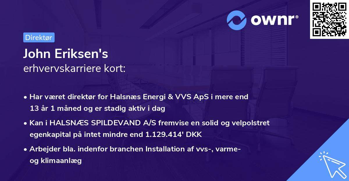 John Eriksen's erhvervskarriere kort
