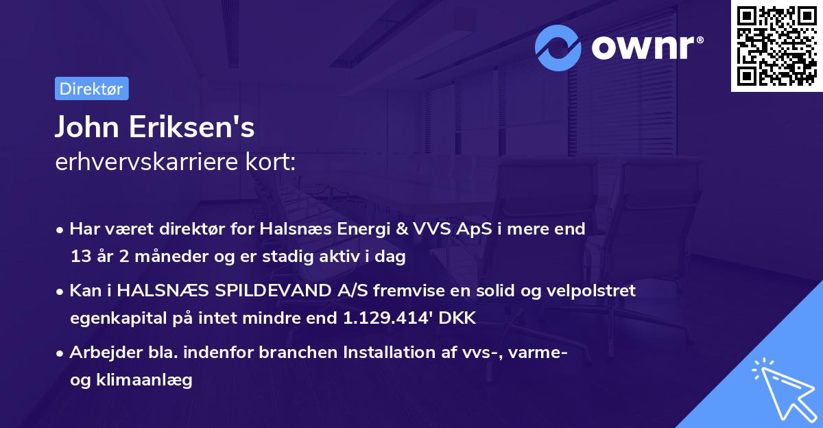 John Eriksen's erhvervskarriere kort